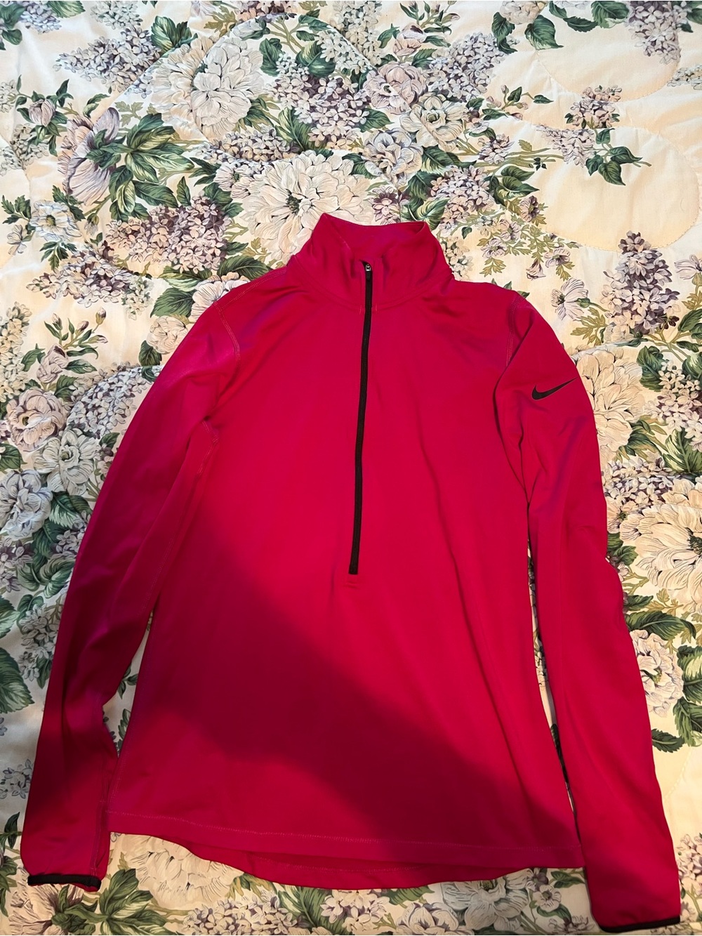 Nike Pink dri-fit pro half-Zip Top Large